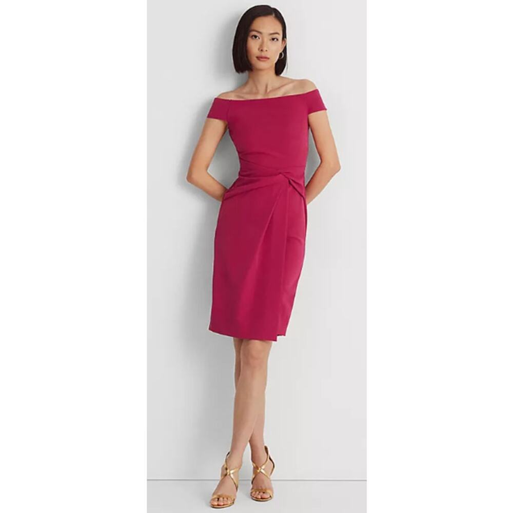 LAUREN RALPH LAUREN Women's Crepe‎ Off-the-Shoulder Dress Size 14